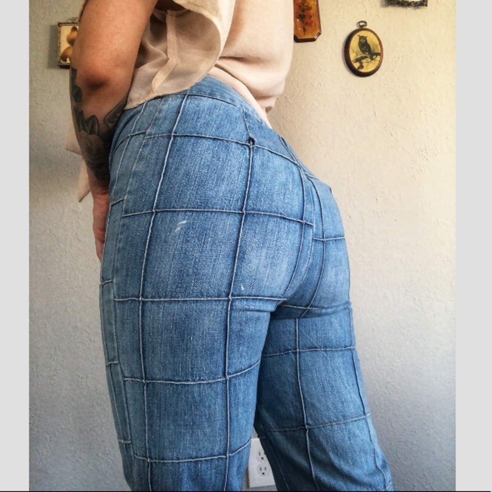 Vtg patchwork high waisted bell bottoms